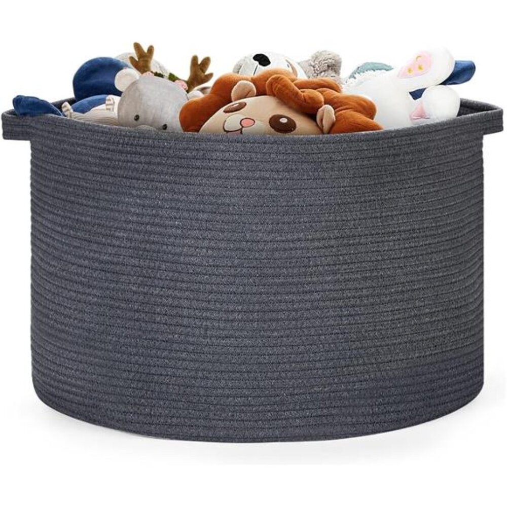 Blanket Basket - 20"x 20"x 13" Cotton Rope Basket for Living Room